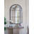 28.3X47" Arched Wall Mirror With Black And Gold Windowpane Design-1137098795