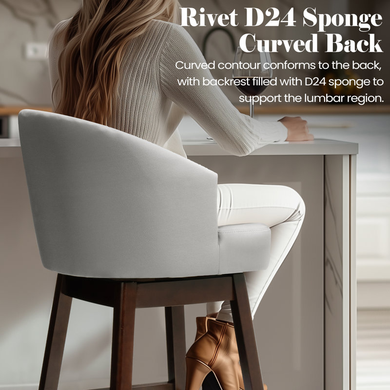 Swivel 26.4'' Faux Leather Counter Stool, Gray