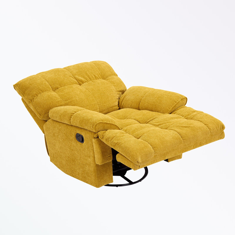 Fauteuil inclinable en tissu pivotant à 360 degrés pour le salon, Polyester jaune