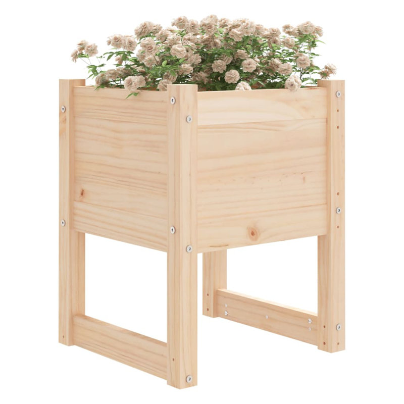 Wood Pot Planter, 52.5cm H x 40cm W x 40cm D, Brown