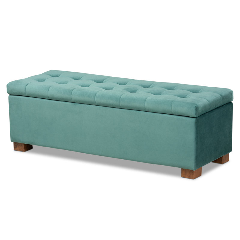 Banc de rangement avec repose-pieds Mesina, Bleu sarcelle
