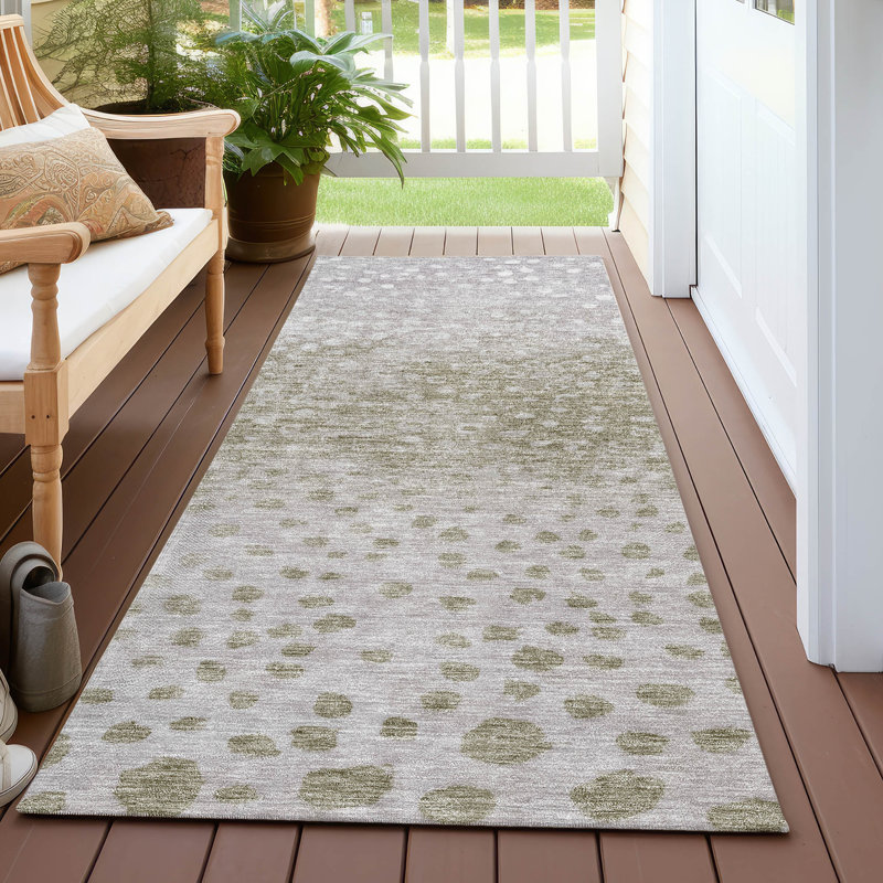 Tapis intérieur / extérieur lavable taupe Nuvane , 2'3" x 7'6"