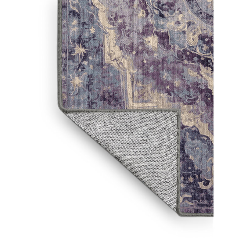 Machine Washable Purple Area Rug, Rectangle 7' x 10'