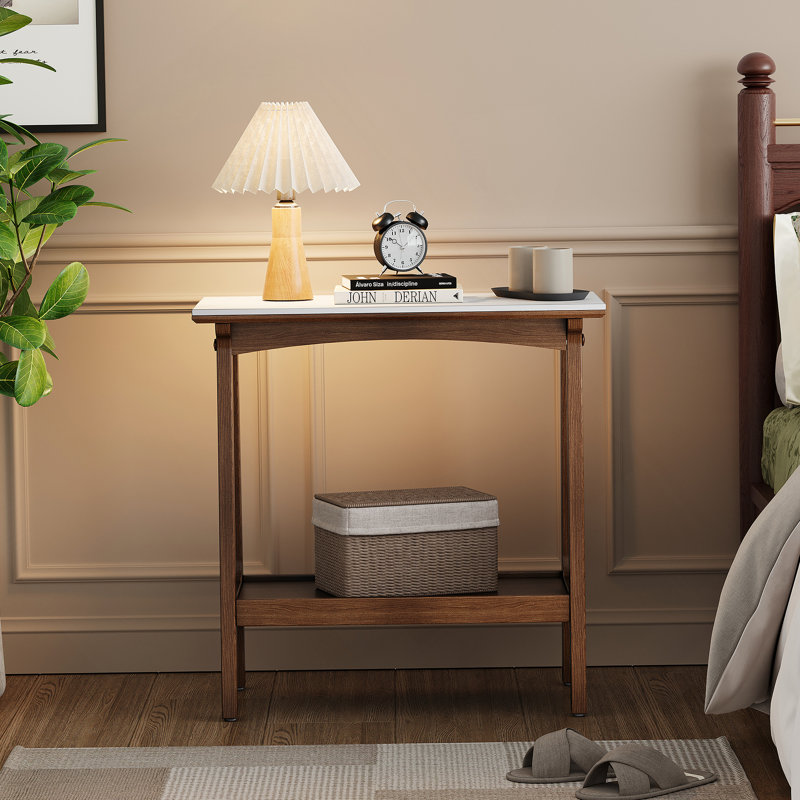 Table d'appoint de style rétro avec tablette de rangement, idéale pour les petits espaces dans le salon, le vestibule et comme table de chevet