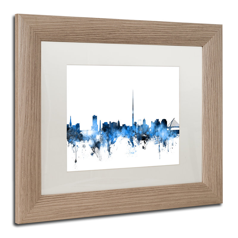 « dublin ireland horizon white », impression encadrée, H 16 po x l 20 po x P 0,5 po, Brun