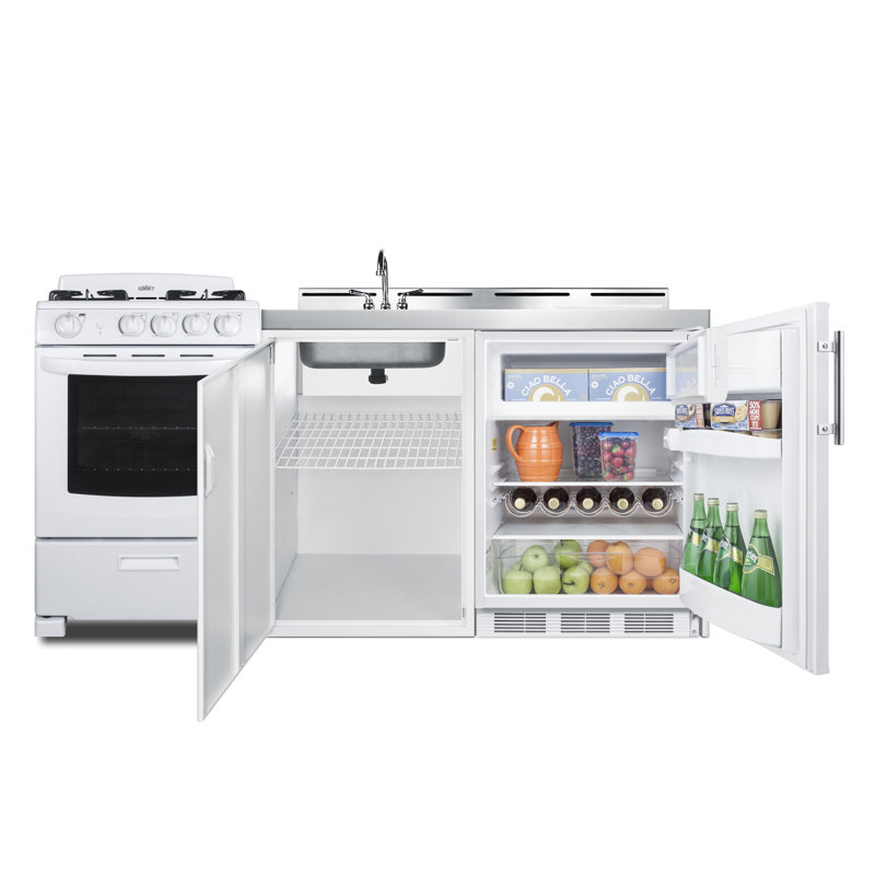 Summit 72" White All-in-One Kitchenette with Gas Range and Sink