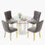 Ensemble de table de salle à manger haute brillance ronde avec 4 chaises de salle à manger en velours-1212418342-1212418336