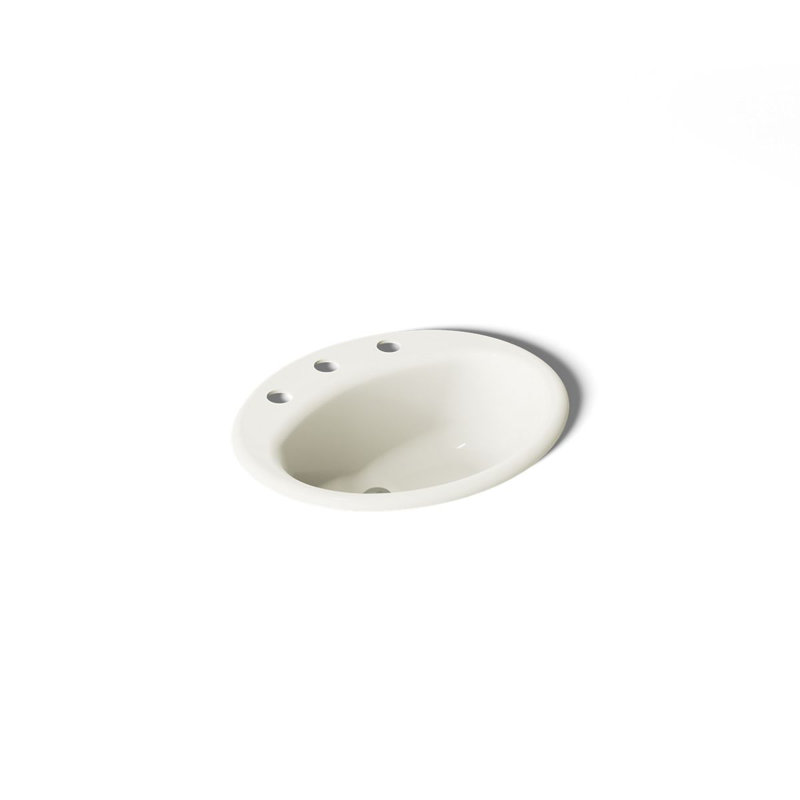 Farmington Metal Oval Drop-In Bathroom Sink with Overflow, Biscuit, 8" Center
