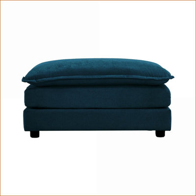 Ottoman Navy Blue Chenille Solid Wood for 2/3/4 Seater Sofas | Wood | Black