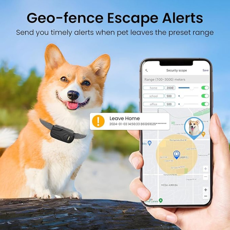GPS Tracker & Health Monitoring For Dogs,Wireless Fence 2 In 1 Pet Tracking Smart Collar,Unlimited Range,Real-Time GPS Tracker For Pets,Wellness & Escape Alerts Waterproof,Works With Any Smartphone