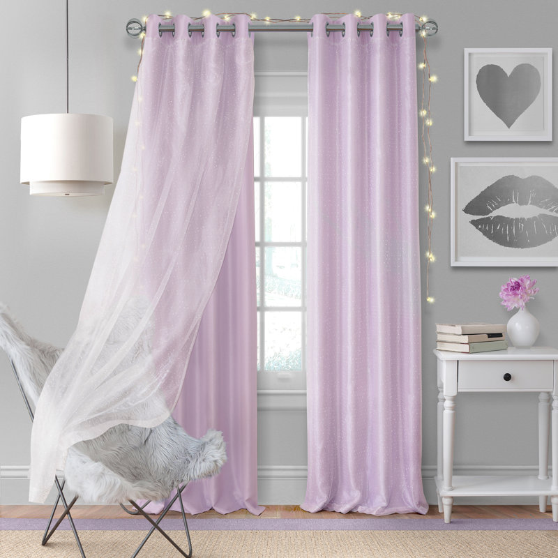 Merri Room Darkening Single Curtain Panel, Lavender, 108" x 52"
