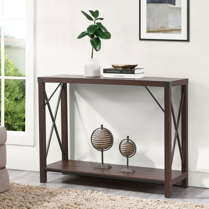 Ceianne 39.4" Console Table with Storage Shelf, Walnut
