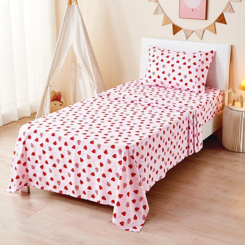Ensemble de draps pour enfant Viviland, Double, Rose