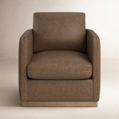 Bobbi Genuine Leather Swivel Barrel Chair