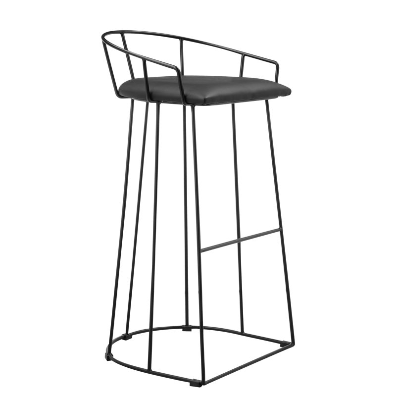 Arikka Upholstered Counter Stool with Metal Frame, Bar Stool (30.5" Seat Height), Black