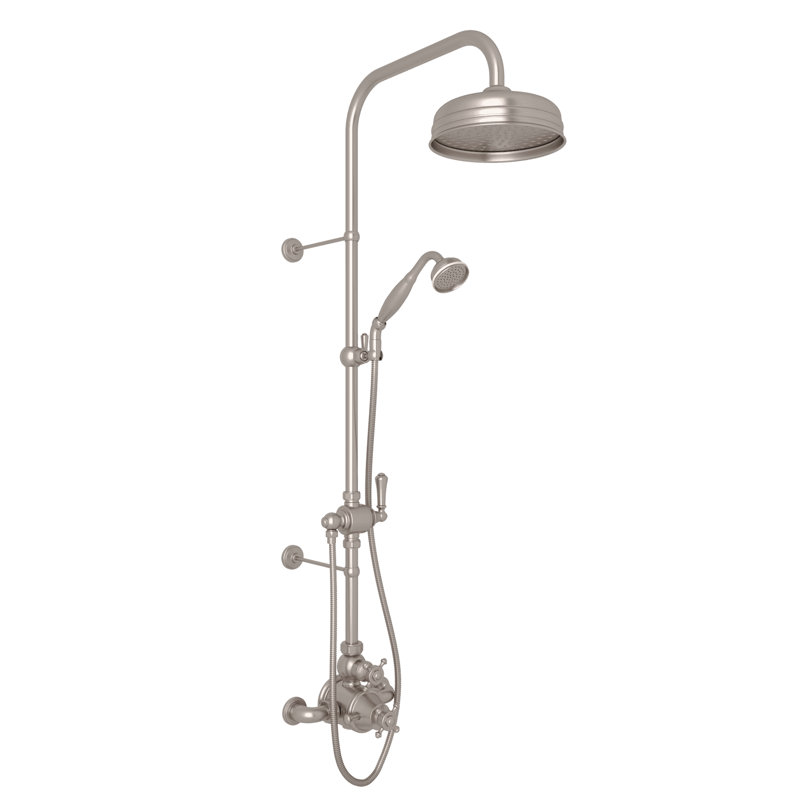 Georgian Era™ Thermostatic Shower Package, Satin Nickel, Cross Handle