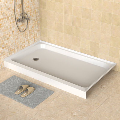 Base de douche en acrylique 60 po x 36 po avec drain à gauche, surface brillante et antidérapante