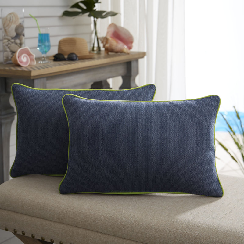 Outdoor Reversible Throw Pillow, 12" x 24", Spectrum Indigo/Macaw