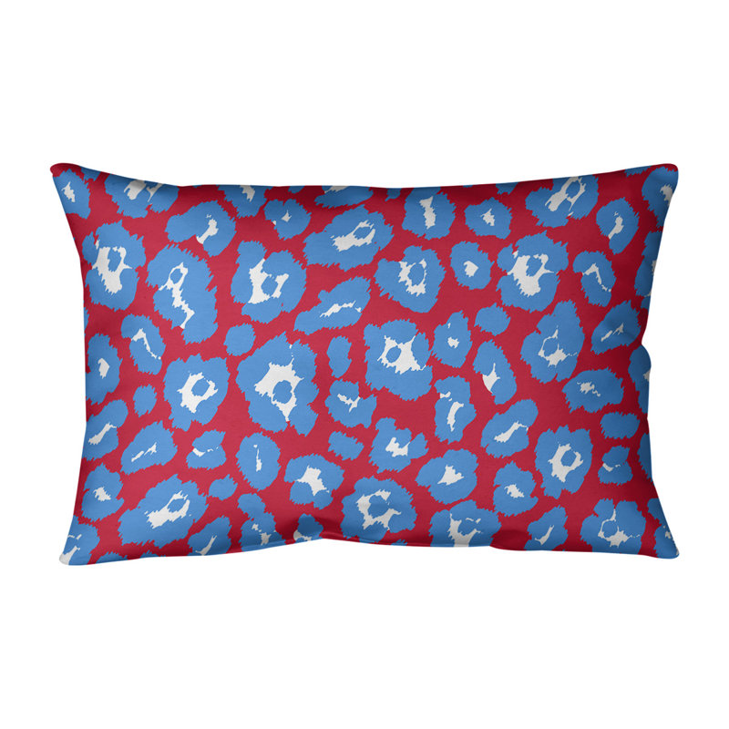 Housse de coussin rectangulaire Houston football, Rouge/bleu, Faux lin