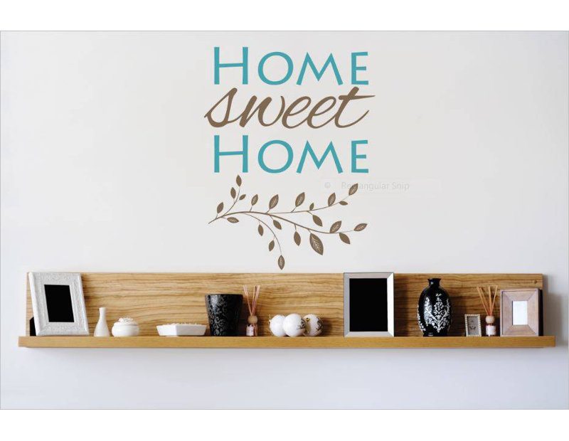 Décalcomanie murale maison, H 16 po x l 20 po x P 0,16 po, Bleu sarcelle