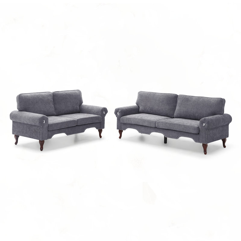 Ensemble de canapé convertible 5 places, Lin gris