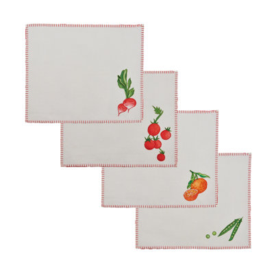 Embroidered Linen Rectangular Placemats