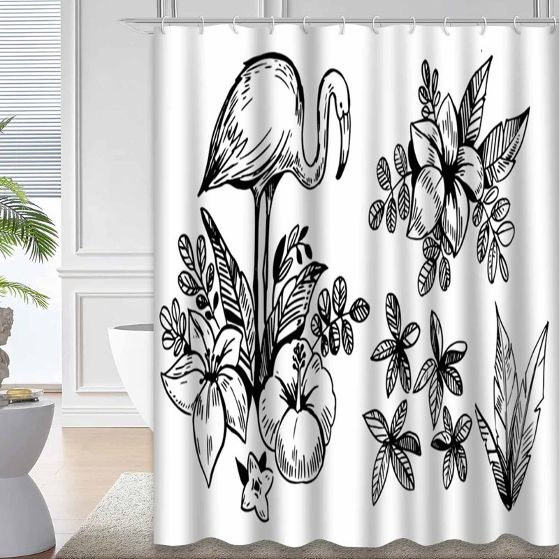 Rideau de douche imperméable à motif floral tropical avec 12 crochets, L 72 po x l 84 po