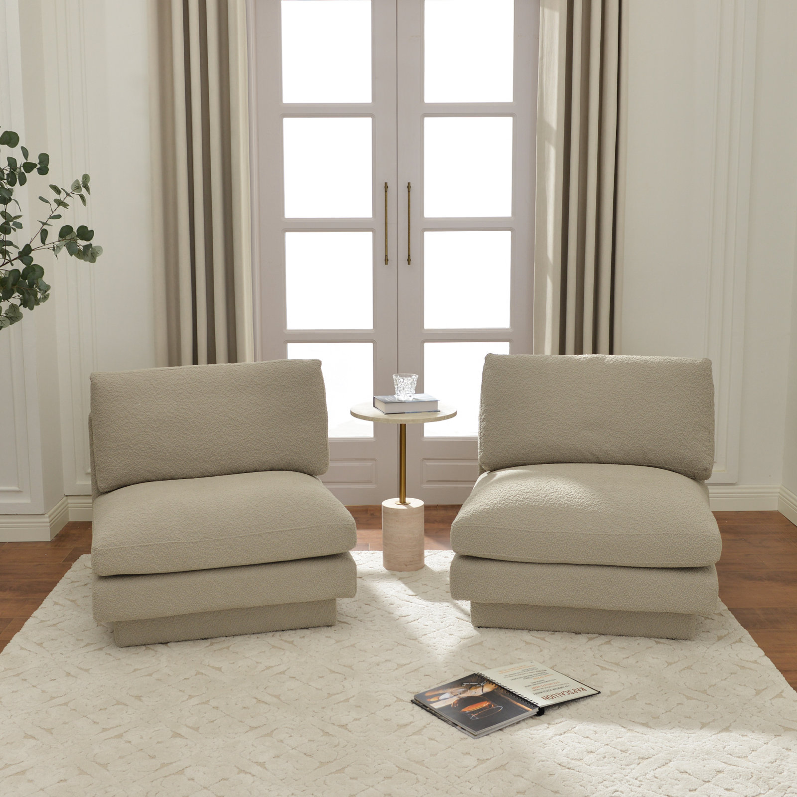 Woolf Upholstered Slipper Chair, Oatmeal