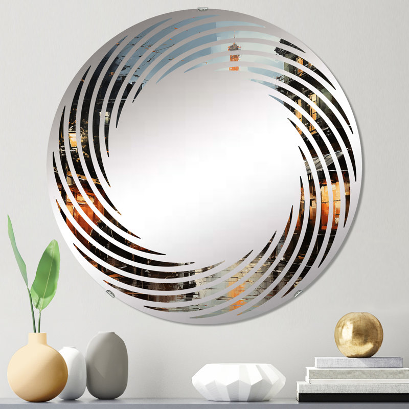 Boulevards de la Tour Eiffel de Paris I - Miroir mural en spirale-MIR112687-Rond, 23,6 po x 23,6 po