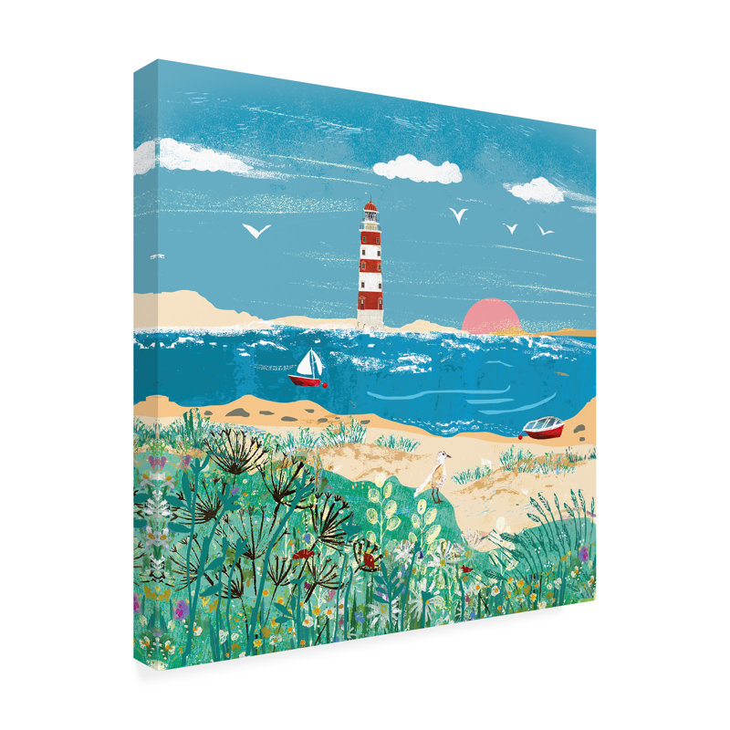 Peinture sur toile du phare ensoleillé, L 14 po x H 14 po x P 2 po