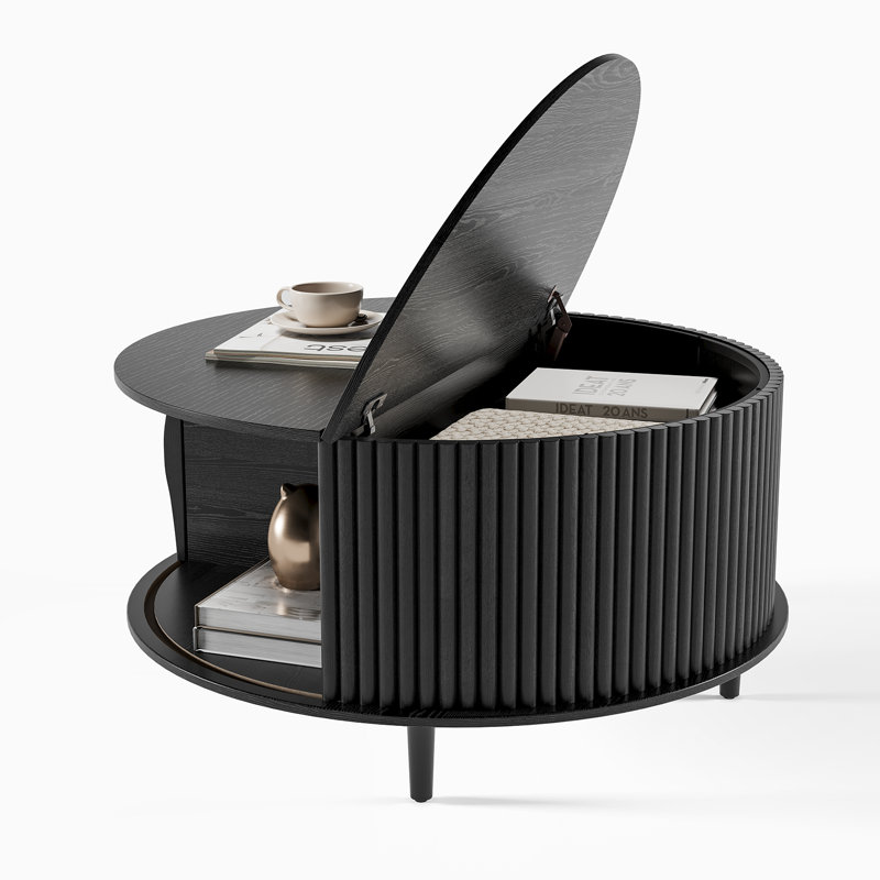 Table basse avec rangement Mid-Century, Noir