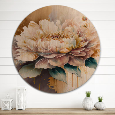 Rose et crème aquarelle rose III - Art mural en bois floral et botanique - Bois de pin naturel