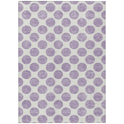 Tapis intérieur lavable à pois 3 po x 5 po ivoire et lavande