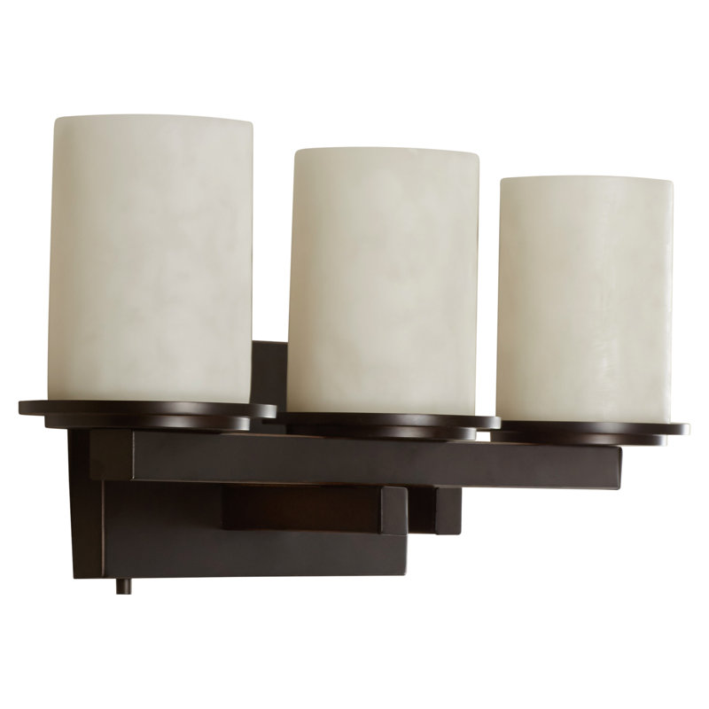 Éclairage pour salle de bain cylindrique 3 lumières avec rebord plat Brey, Bronze foncé