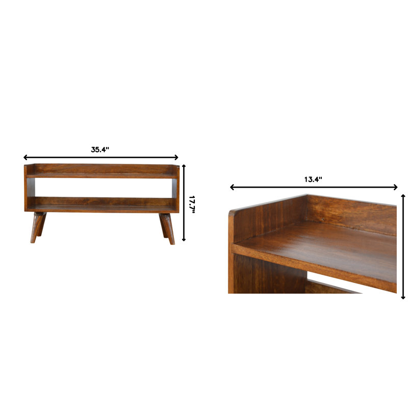 Uwais Solid Wood Open Storage Bench