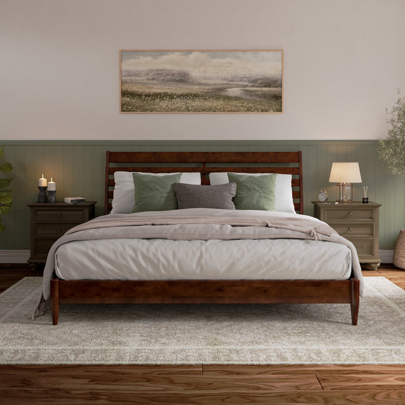 Areya Low Profile Platform Bed, King, Walnut