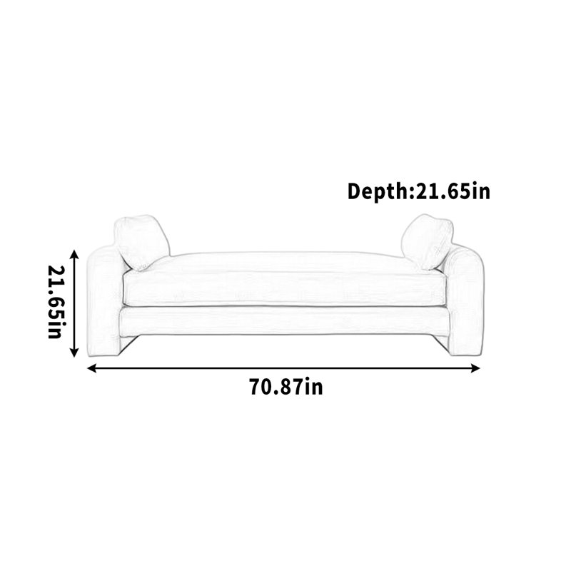 Banc crème avec garde-robe et repose-bras, H 21,65 po x l 70,87 po x P 21,65 po