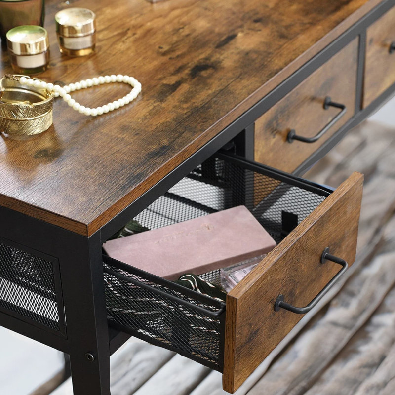 Amaelle Dressing Table with Mirror & Stool Bedroom Industrial Furniture