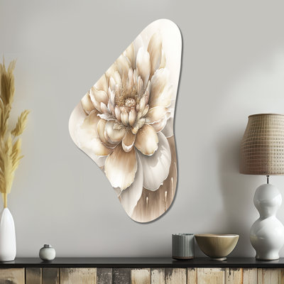 Simple fleur beige II - art mural asymétrique floral en forme de Boomerang