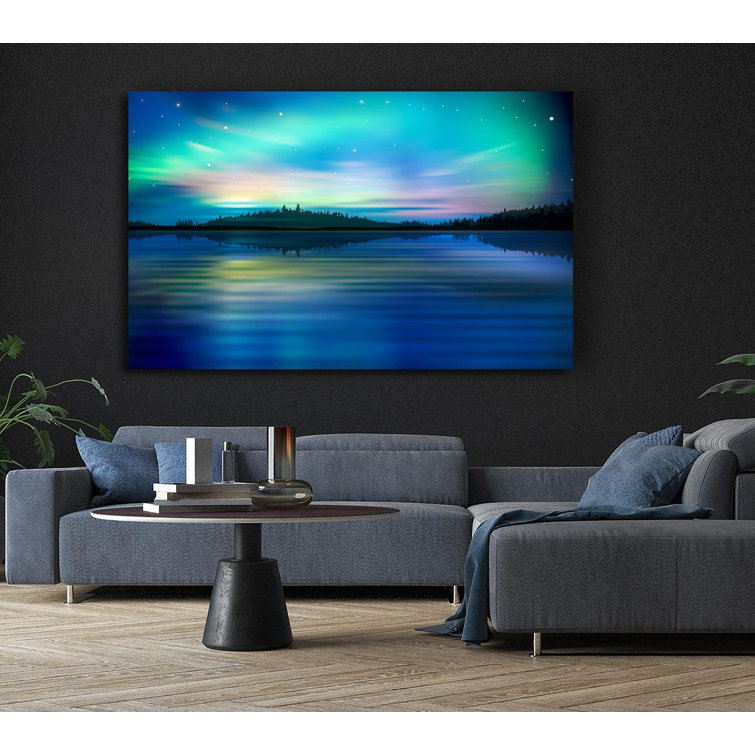 Northern Lights Lake Dream Lake - Wrapped Canvas Art Prints