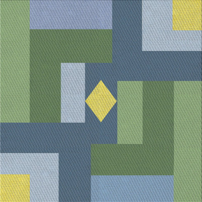 Tapis géométrique vert / bleu / gris