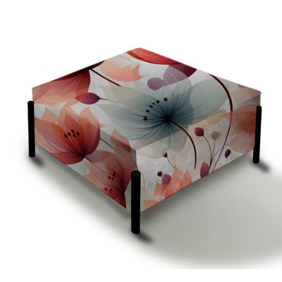 Elegant Red Floral Pattern - Floral Large Square Ottoman