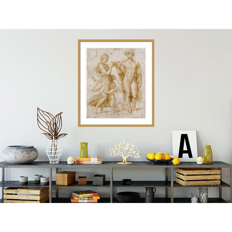 Mercury Offrant la coupe de l'Immortalité à Psyché par Raphael - Impression Giclée encadrée, H 38,44 po x l 33,5 po