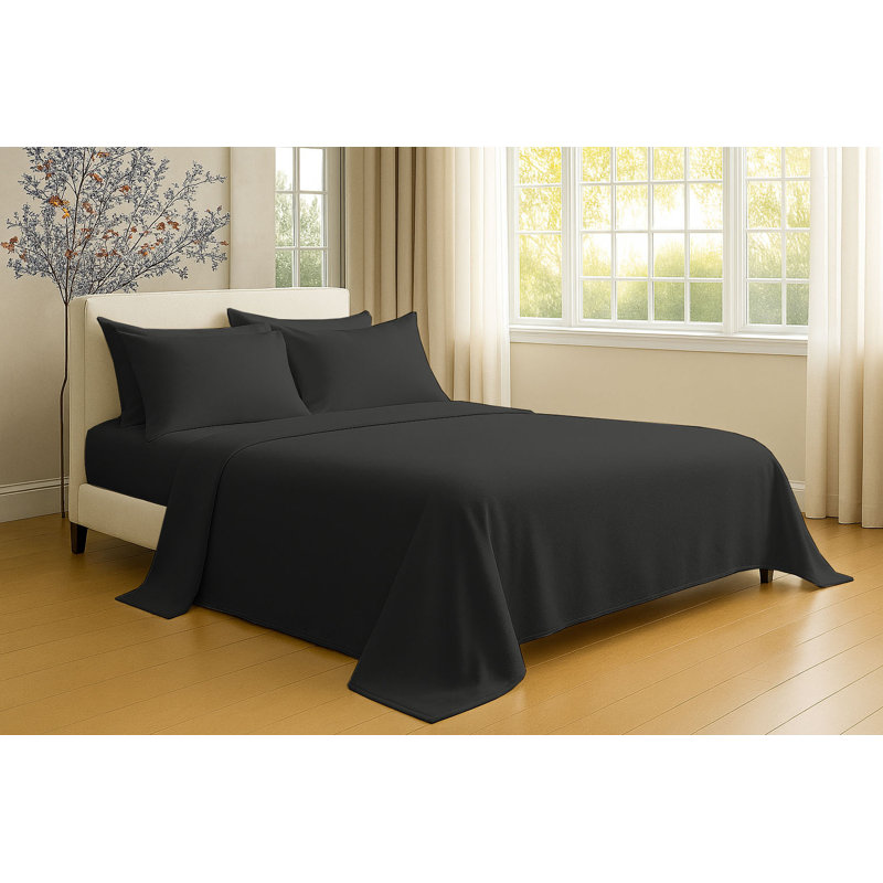 6-Piece Ultra-Soft Microfiber Sheet Set, California King Sheet Set with 4 Pillowcases, Black