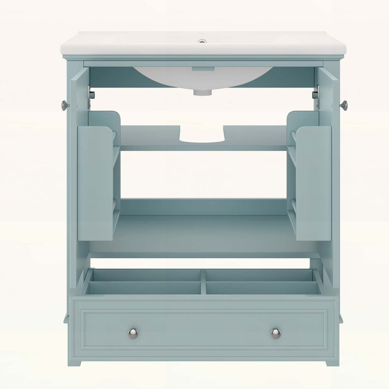 Bathroom Vanity with Sink,Multi-functional Storage,and Adjustable Shelf for Modern Bathrooms, Green