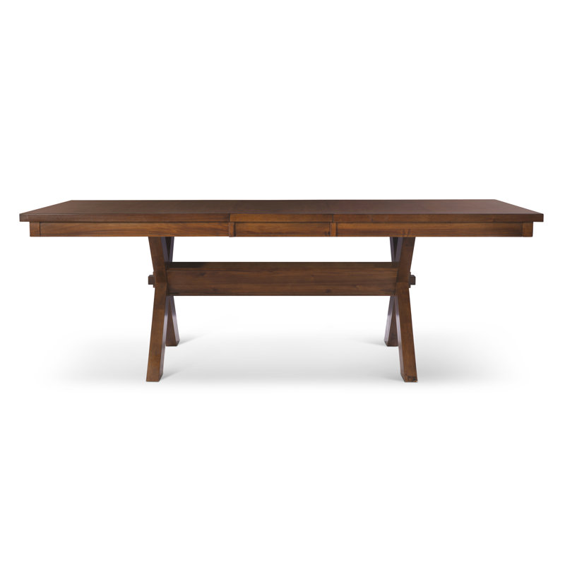 Ensemble de salle à manger en bois à tréteaux et à dossiers croisés Grabel, 5 pieces: 1 Table, 4 Chairs