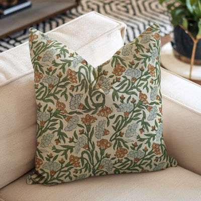 Fabdivine Decorative Throw Floral Pillow Cover Soft, Durable Accent Cushion for Sofa or Living Room Thorny Stem- 14x14 Inch
