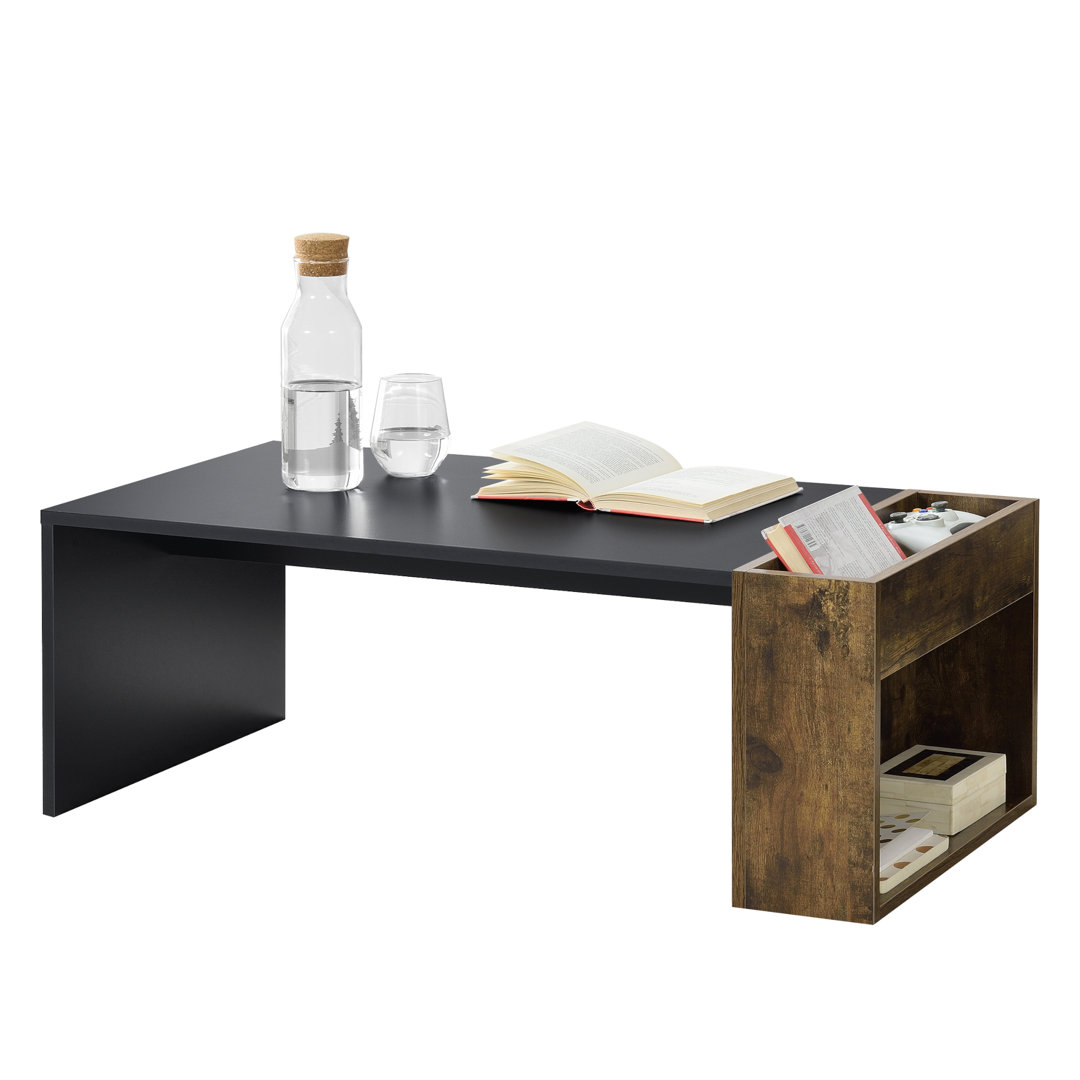 Couchtisch Lavictor 34X95x50 Cm Schwarz/Eiche Dunkel