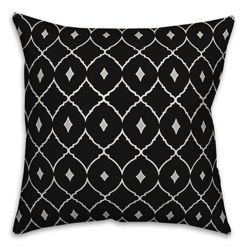  Coussin Diamond, 16 po x 1 po, Noir, Pas de bourre