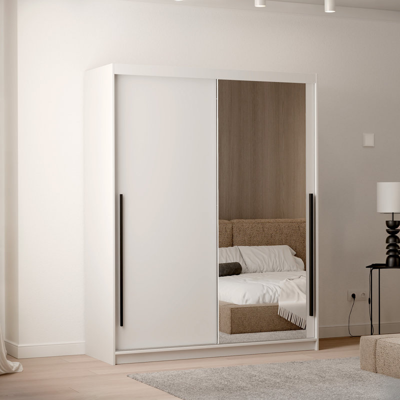 Manufactured Wood Wardrobe, 205cm H x 160cm W x 60cm D, White